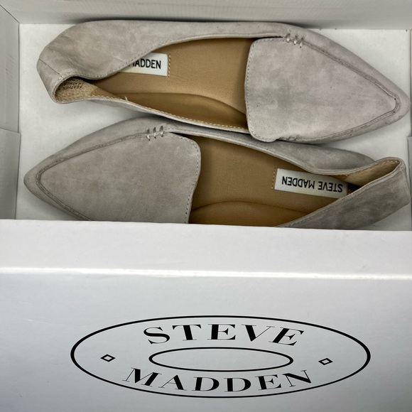 Steve Madden Shoes - Steve Madden Feather Loafer, Grey Suede